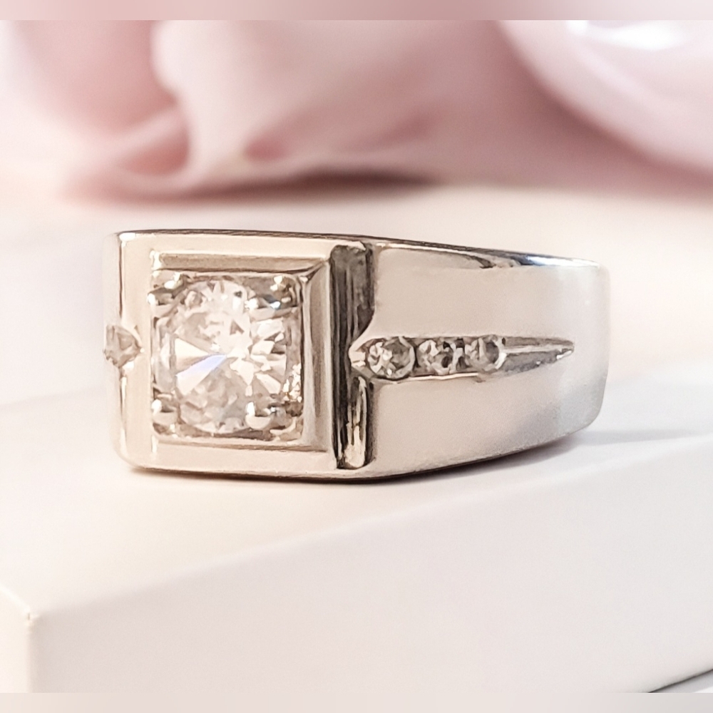 Sterling Silver 0.6 ct. White Gold Ring Womens Jewelry